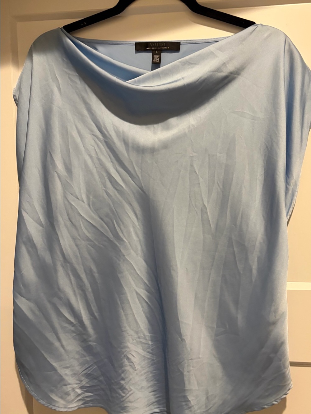 White House Black Market Pale Blue Cowl-Neck Blouse
